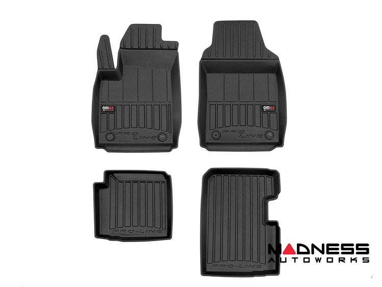 FIAT 500 Gen 2 Floor Liners - 3D All Weather - Pro Line - Black - Hybrid